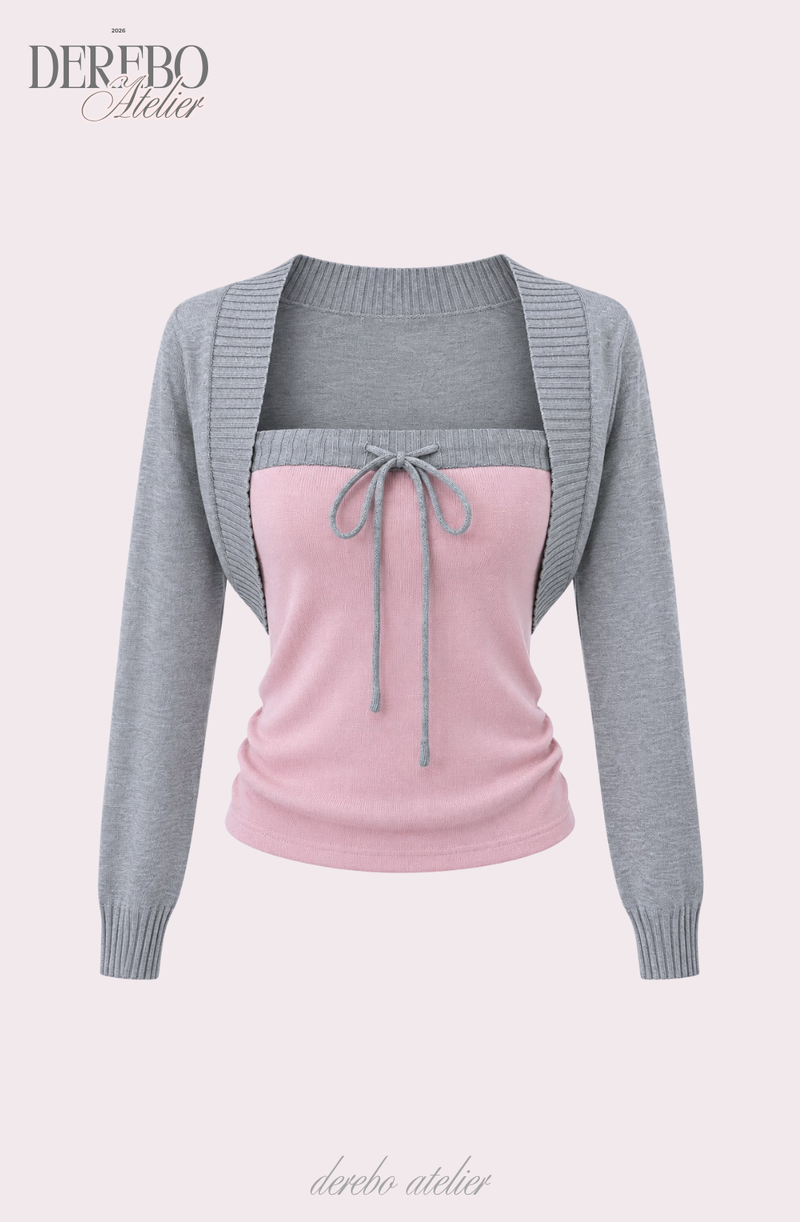 Pink gray bolero top two-piece