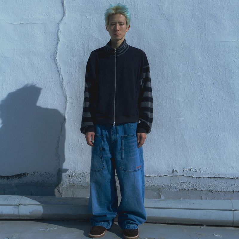Army denim work pants / Mid blue