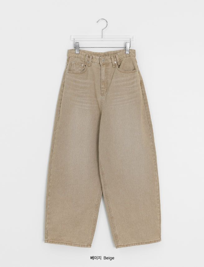 Crane Back Point Wide Washing Denim Pants