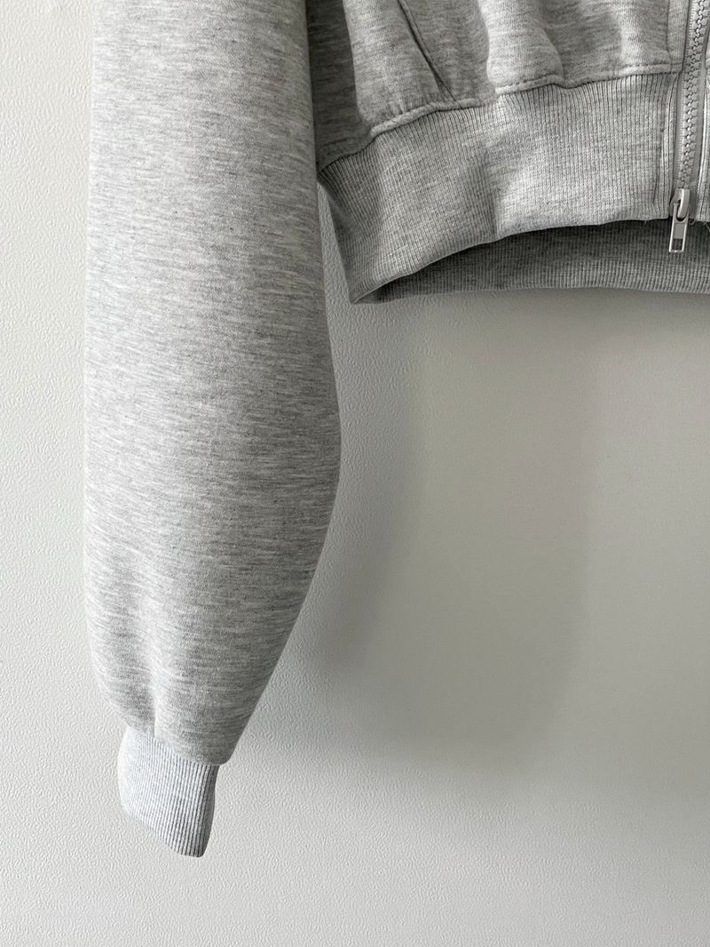 Joli crop two way hood zip up