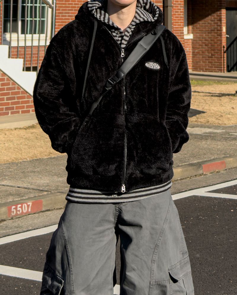 Perrin Fleece Shearling Hood Zip-Up