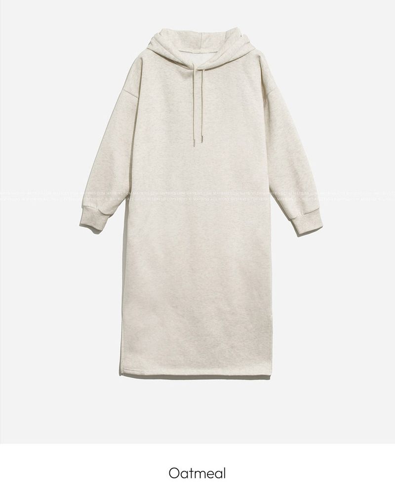 Hooded fleece long one-piece