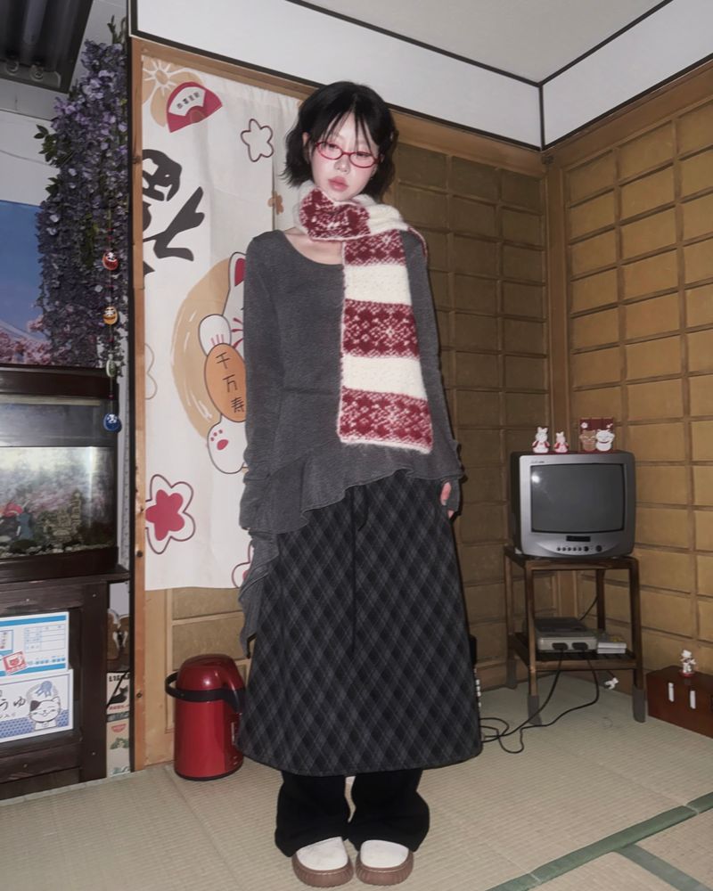 (2color)ソフトブラッシュブーツカットニットパンツ