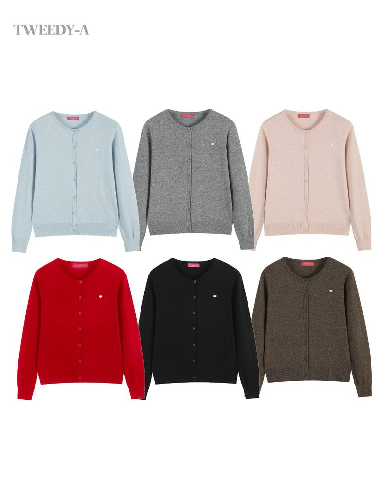 Basic Cashmere Mixed Round Cardigan 6 Colors