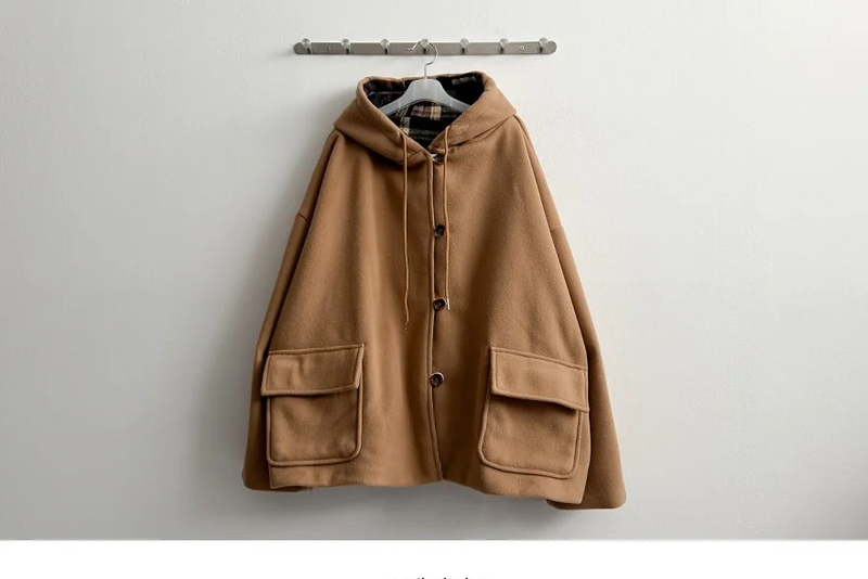 Heel double wool royal boxy pocket hooded coat 