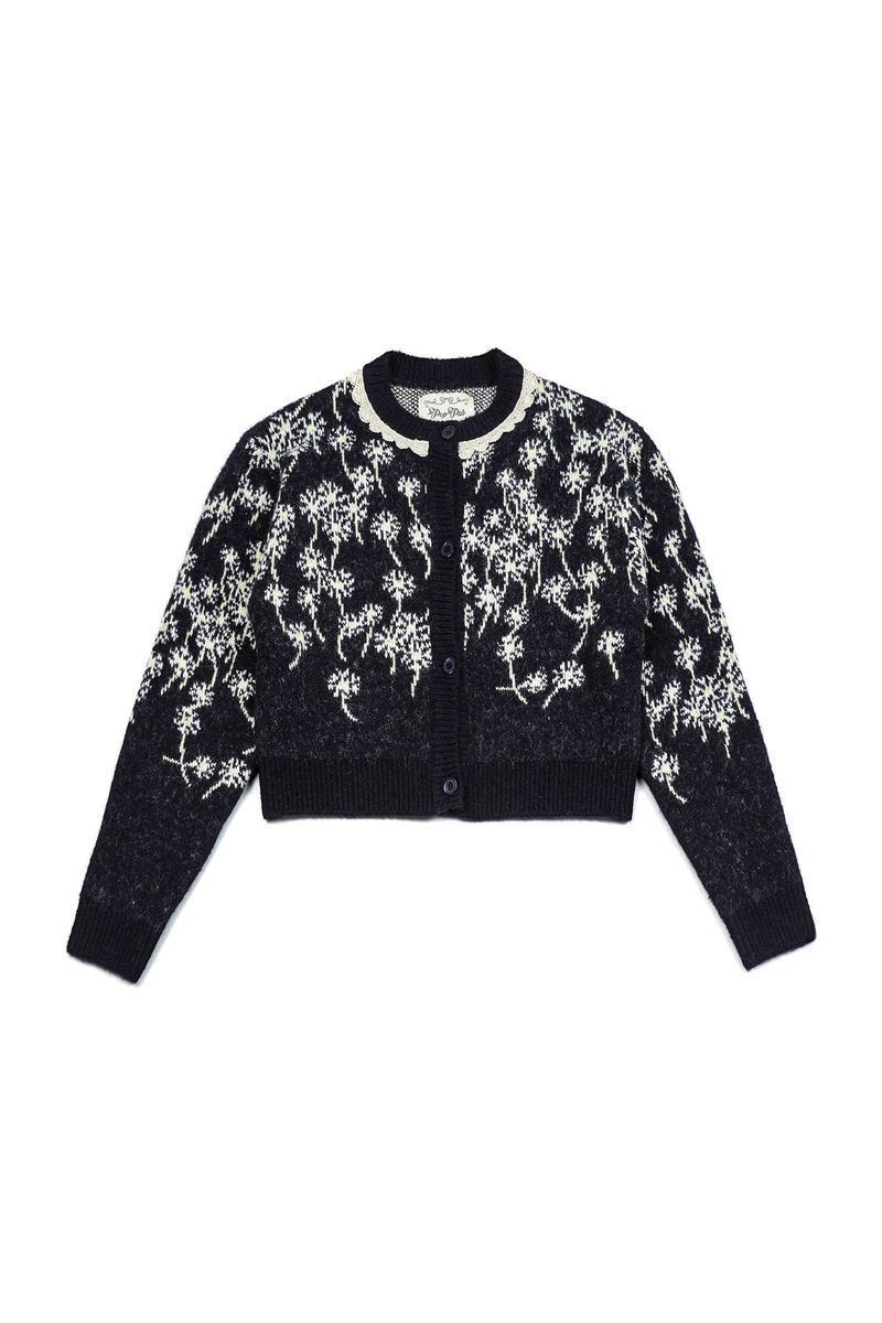 POPPALS（ポップパルズ）の「Flower Wool Cardigan [Navy]（Tops）」