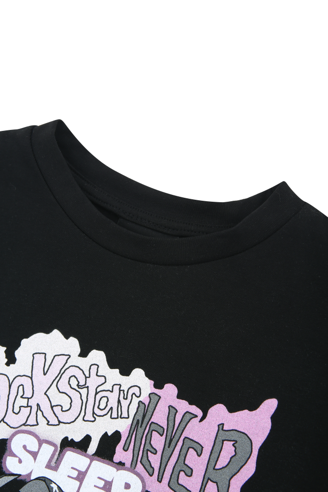 Black rock band crop t-shirts