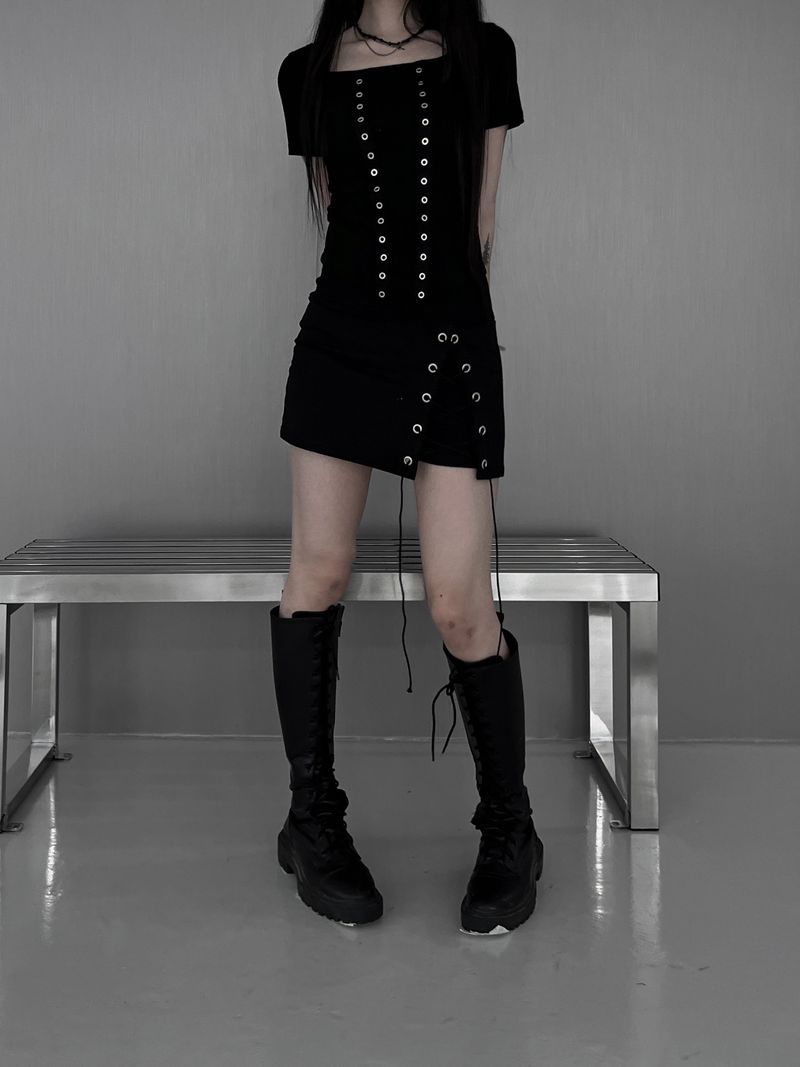 side eyelet skirt pants