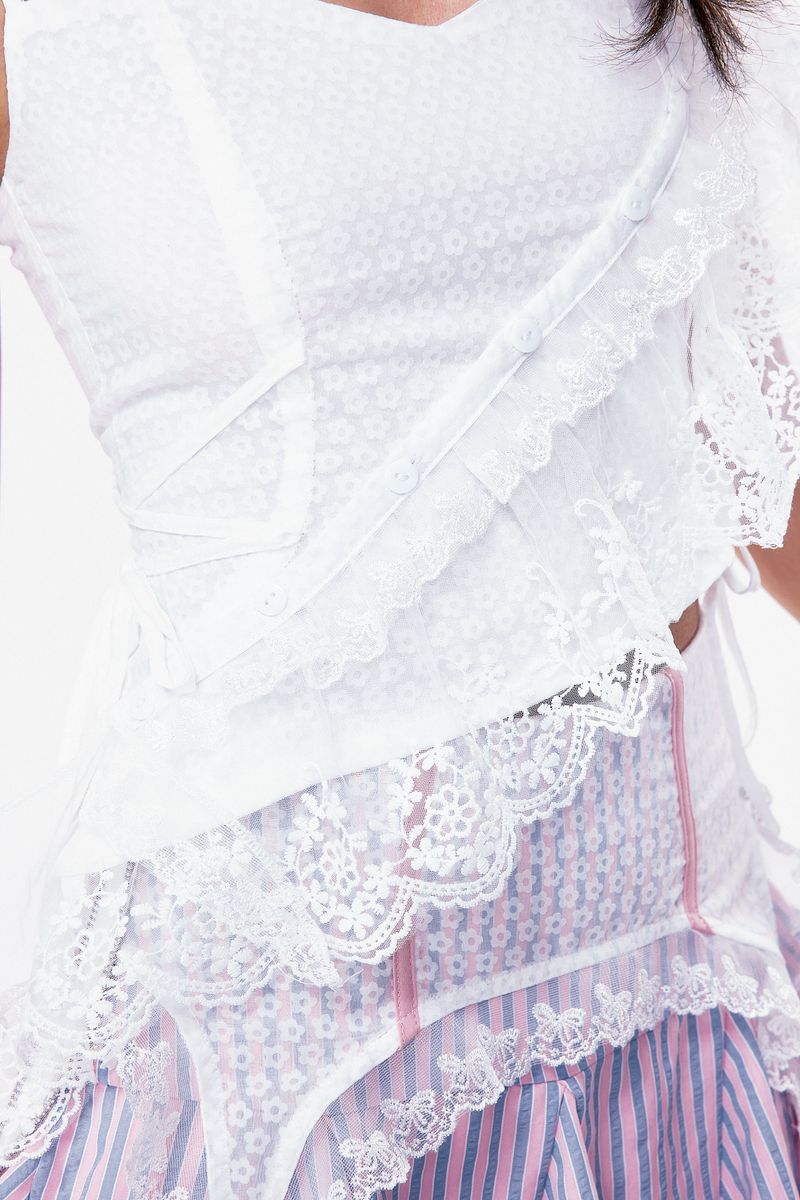 PLÜF Detachable Ruffle Top (White)