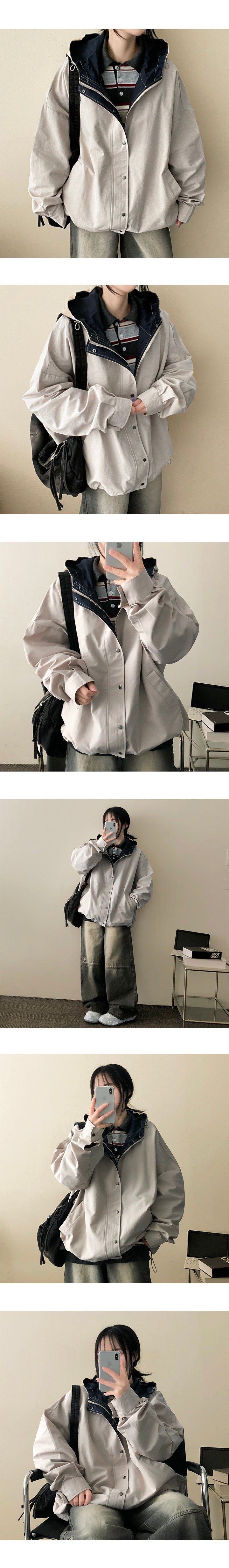 Hate Boxy String Color Hooded Jumper