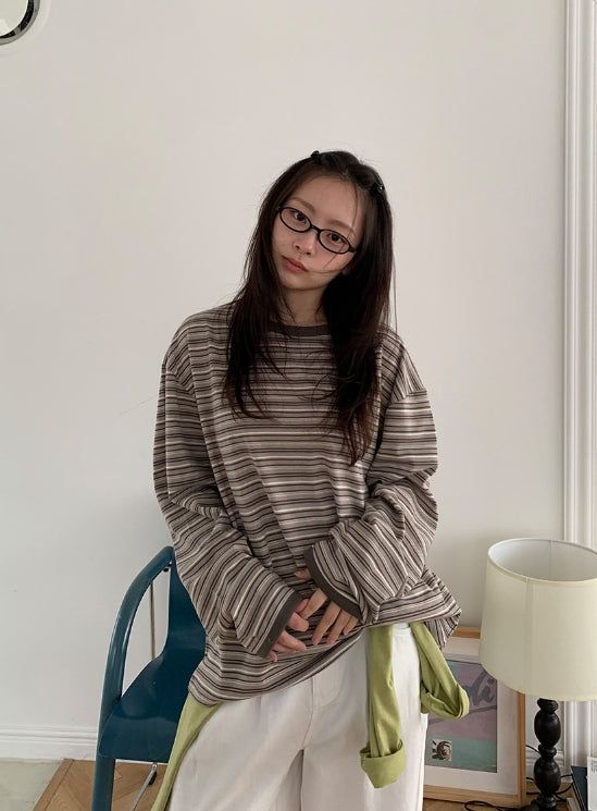 BAON（バオン）の「[unisex] Maje Stripe Over Long Sleeve Tee（Tops）」