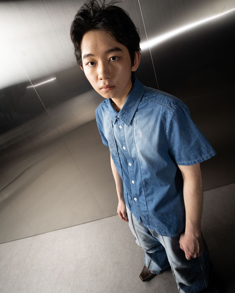 Washed Denim Half Shirt (Blue)