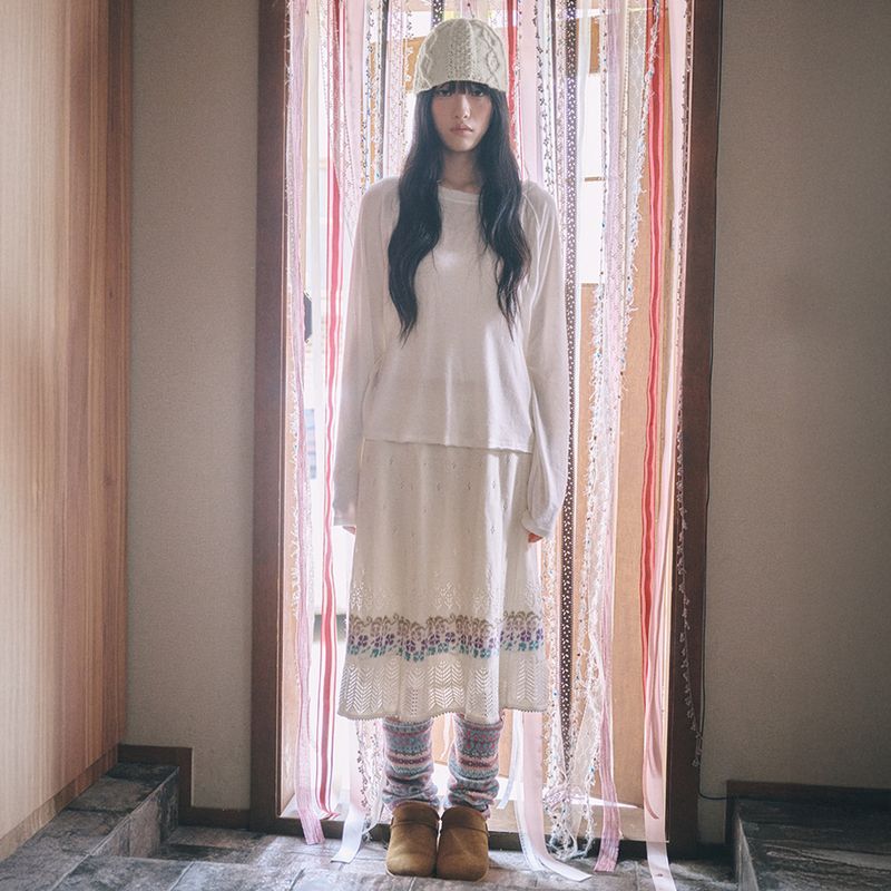 cable knit beanie ivory