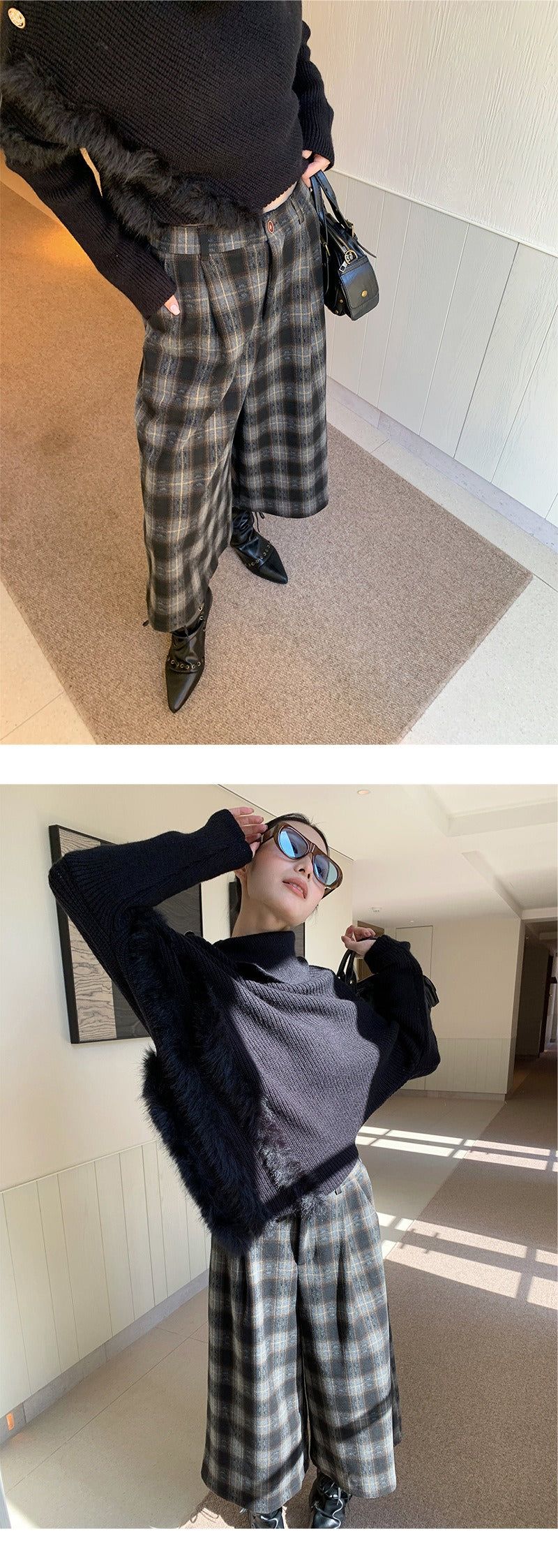 Fred Checkered Wool Capri Bermuda Pants
