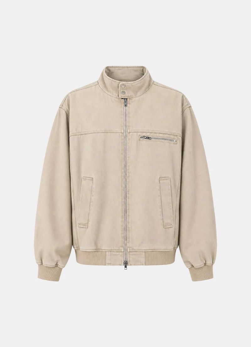 Pigment Washed Stand-Neck Blouson