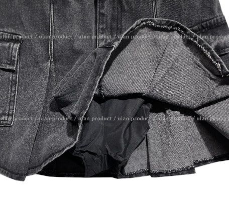Pocket pleats A-line miniskirt