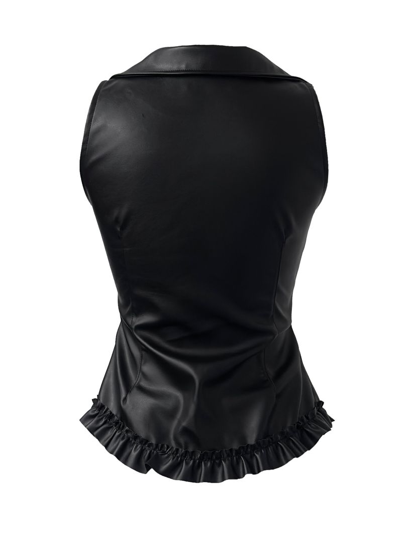 rock chic leather frill bustier