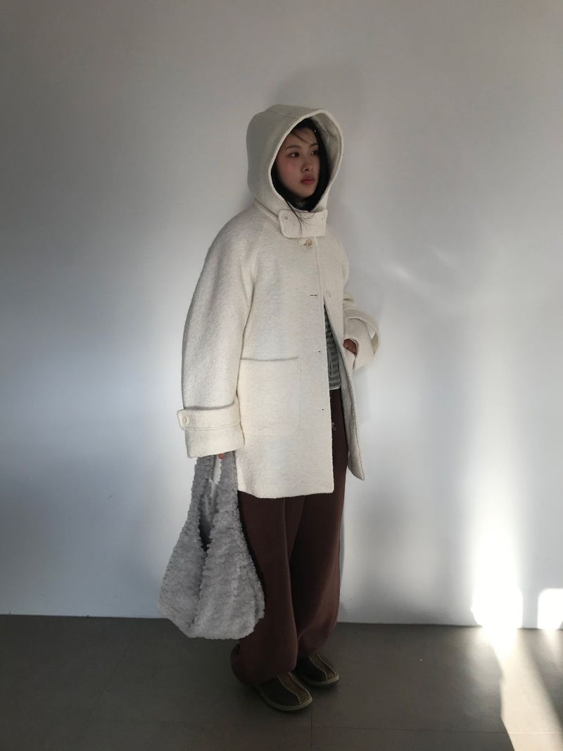 [MD Pick]Fine wool hooded half coat (2color)