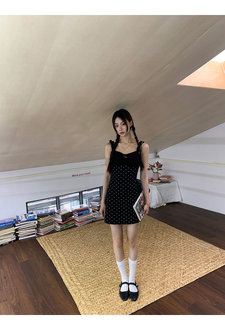 Black Cutie Hip Dot Mini Dress