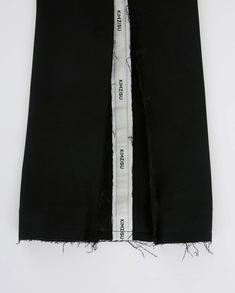 Pleated Logo-Tape Trousers _ BLACK