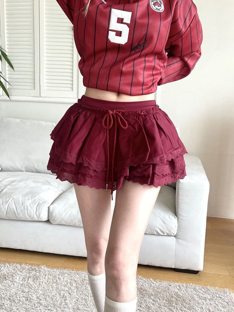Seow（ソウ）の「1458. Coloring lace cancan mini sk (3color)（Skirts）」