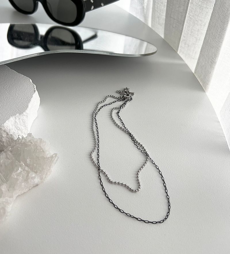 ib black 2-line ball chic choker necklace