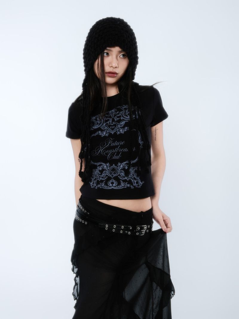 SILHOUETTE RUFFLE MAXI SKIRT [BLACK]