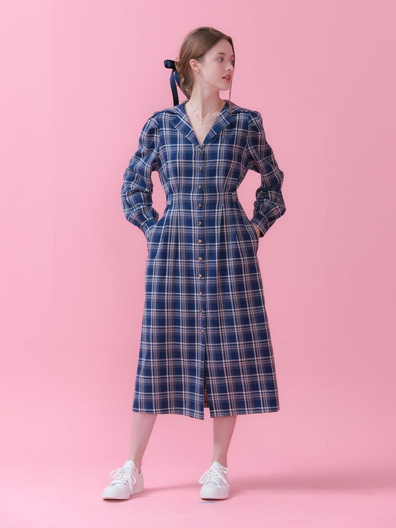 SAILOR COLLAR SHIRTS ONEPIECE_NAVY