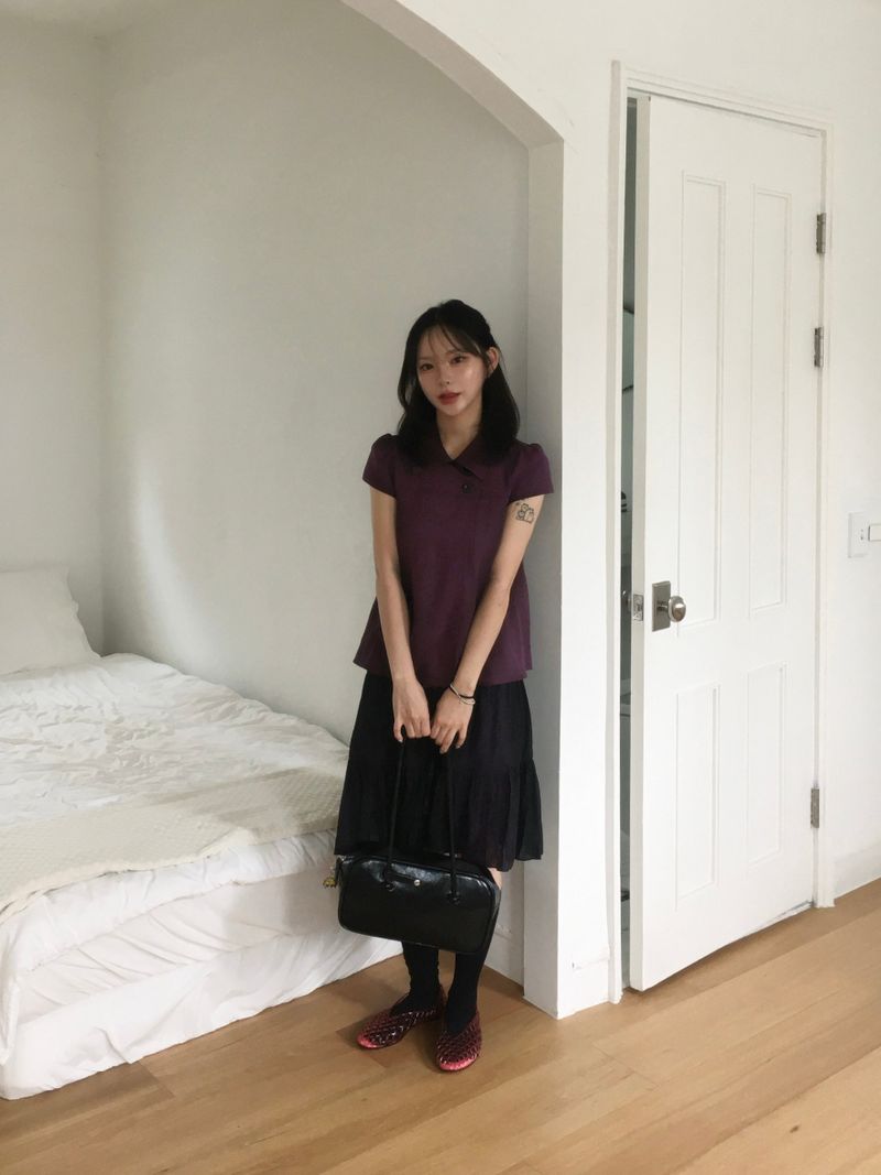 Mori two-button collar pocket blouse (4c)