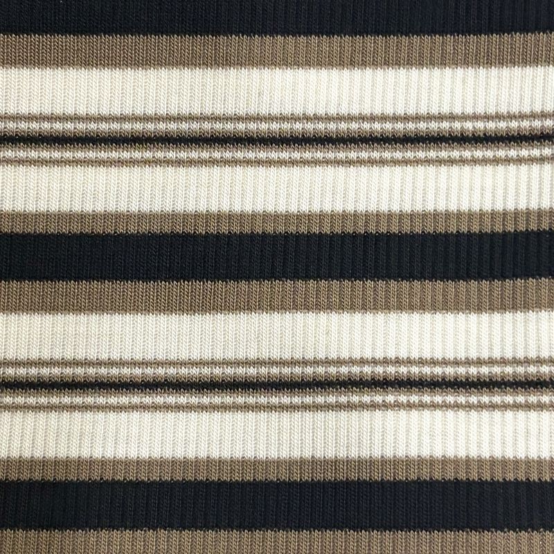 STRIPE OFF-SHOULDER TOP [BROWN]