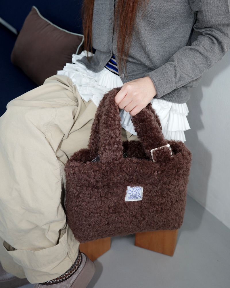 Teddy mini fur bag _ dark brown