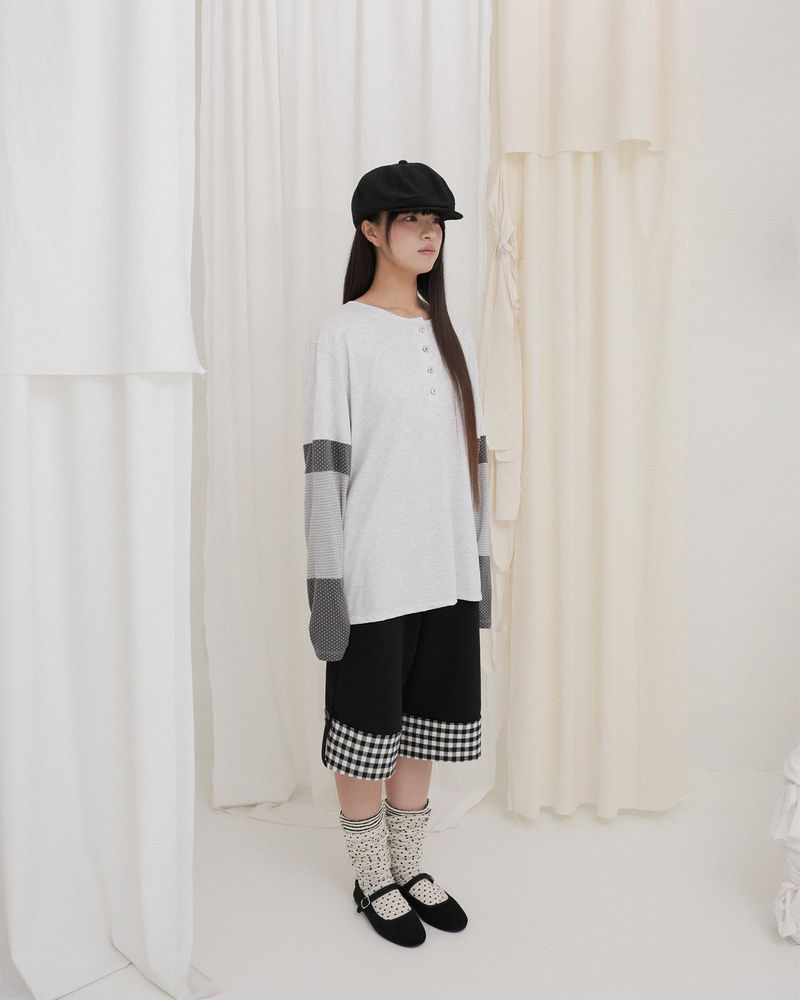 CHECK FOLDING BERMUDA SWEATPANTS