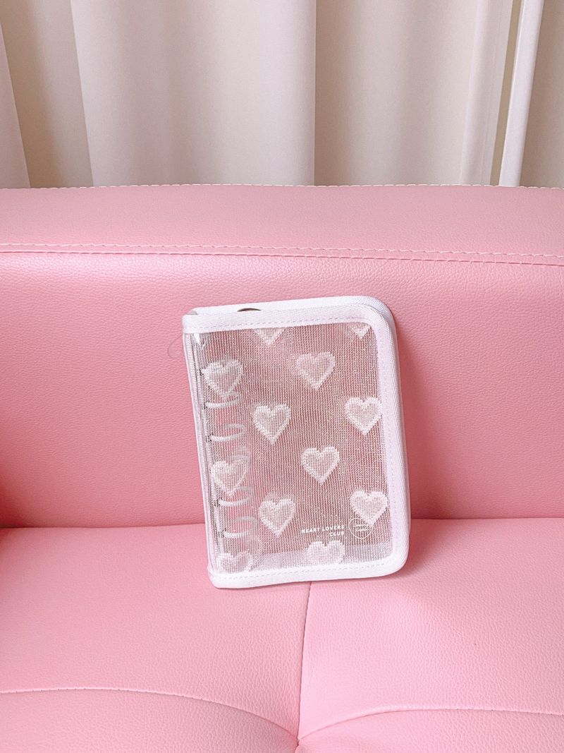 [A7] Heart Lover's Club: 6-ring diary cover - white