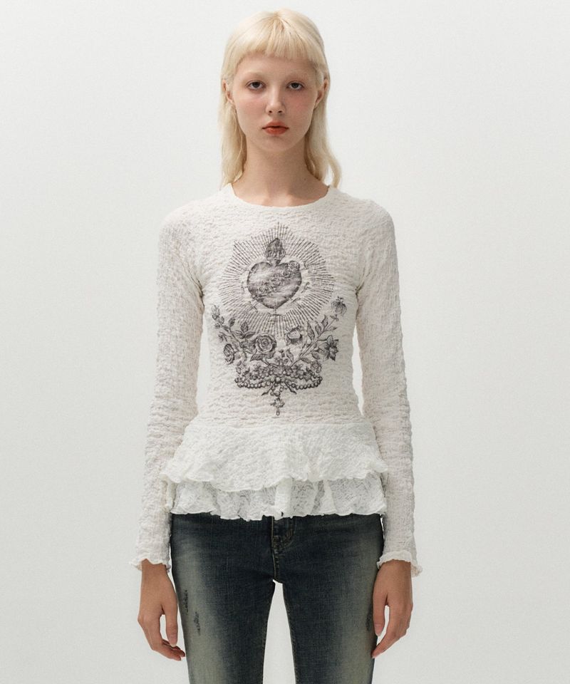 MIDNIGHT MOVE（ミッドナイトムーブ）の「cc heart t (white)（Tops）」