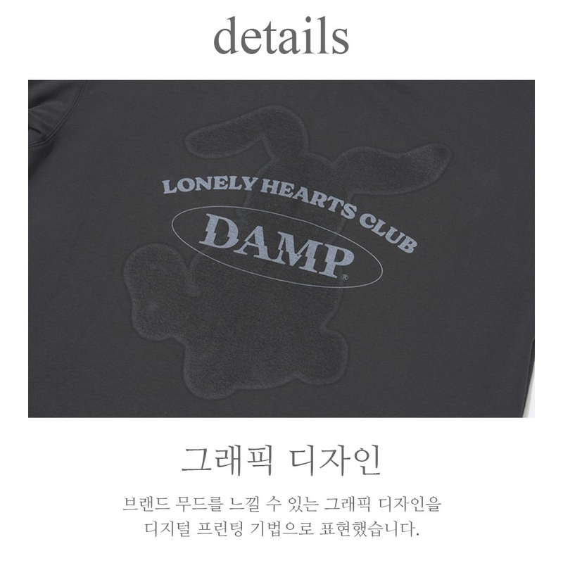 'RABBIT CLUB' OVERSIZED TEE_CHARCOAL
