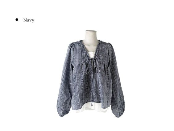Anna Stripe Lace Frill Layered Blouse