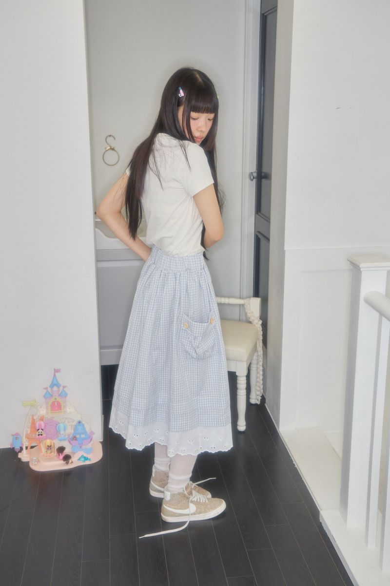 BONO POCKET GINGHAM SKIRT (BLUE)