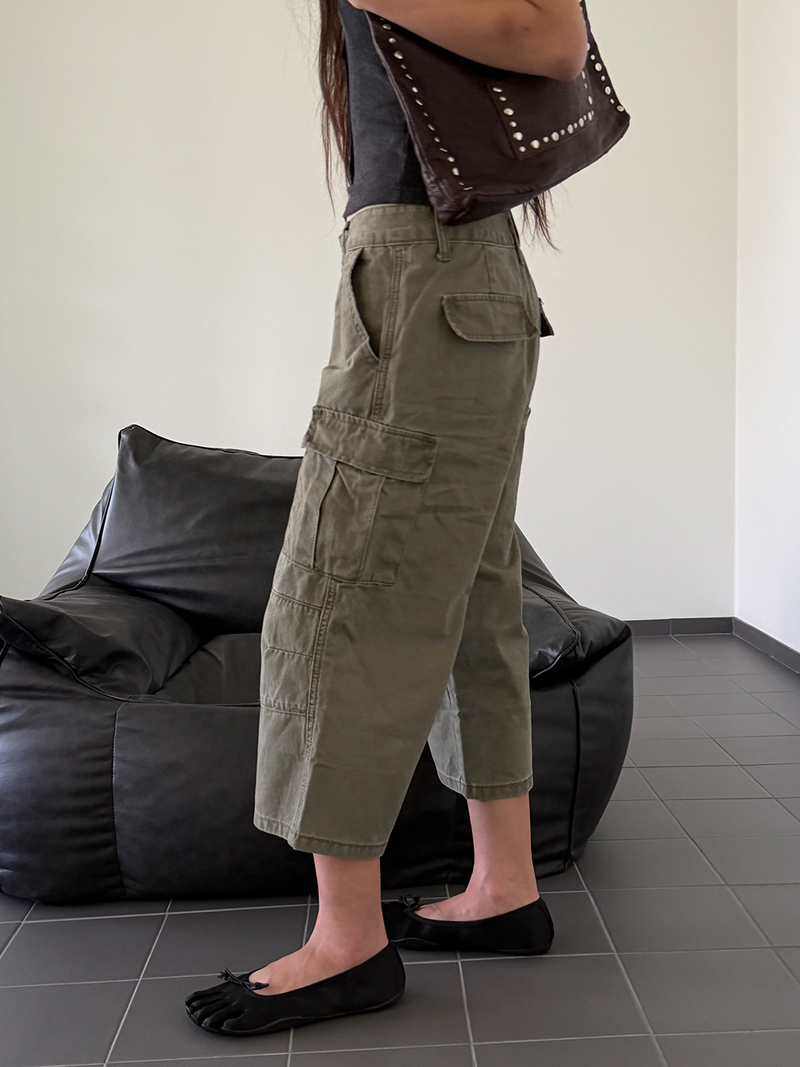 Breeze washing capri cargo pants(2color)