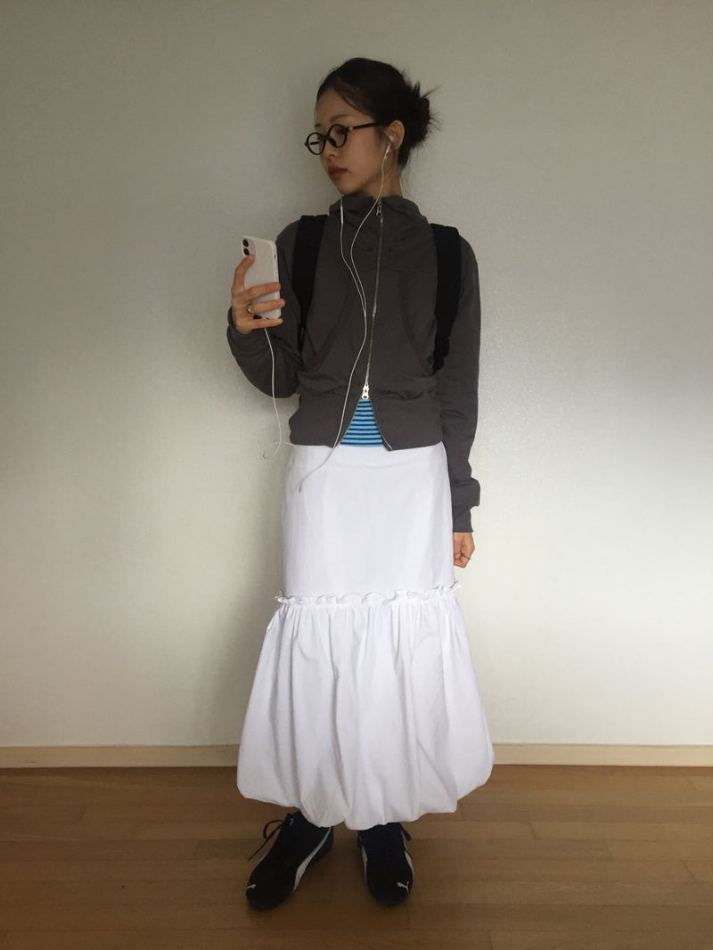 pumpkin nylon long skirt