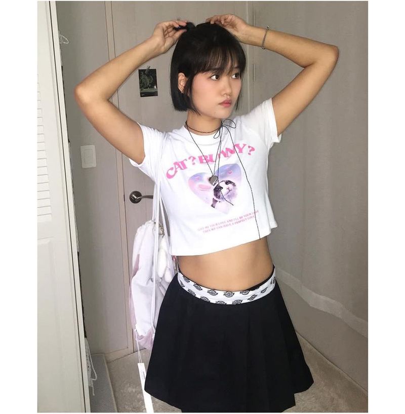 CAT&BUNNY CROP T-SHIRT [4COLOR]