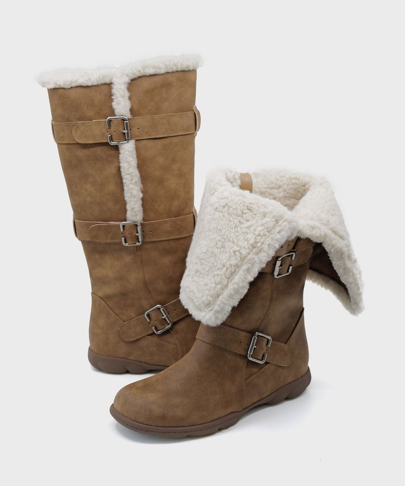 Ember 0034. Belted Fur Boots - 2colors