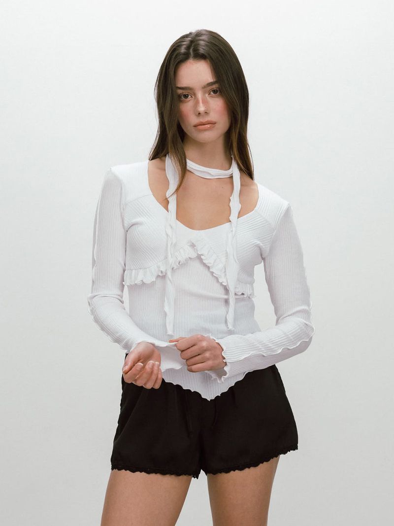 MOIFAIRE（モイフェア）の「WAVE TIE T-SHIRT / WHITE（Tops）」