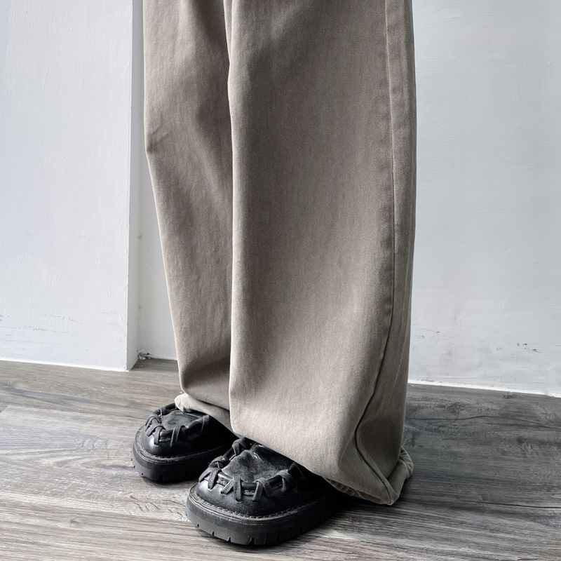 Vintage Washed Button-Fly  Wide Trousers