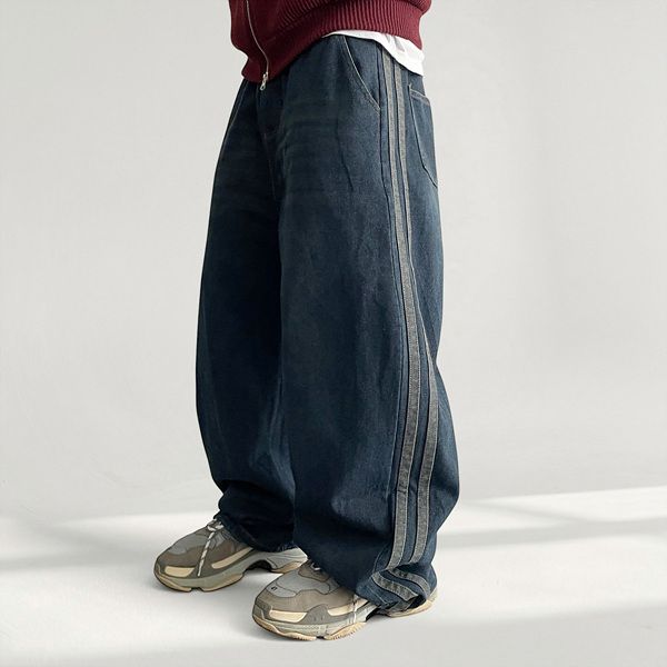 Unba Track Denim Wide Pants (2 colors)