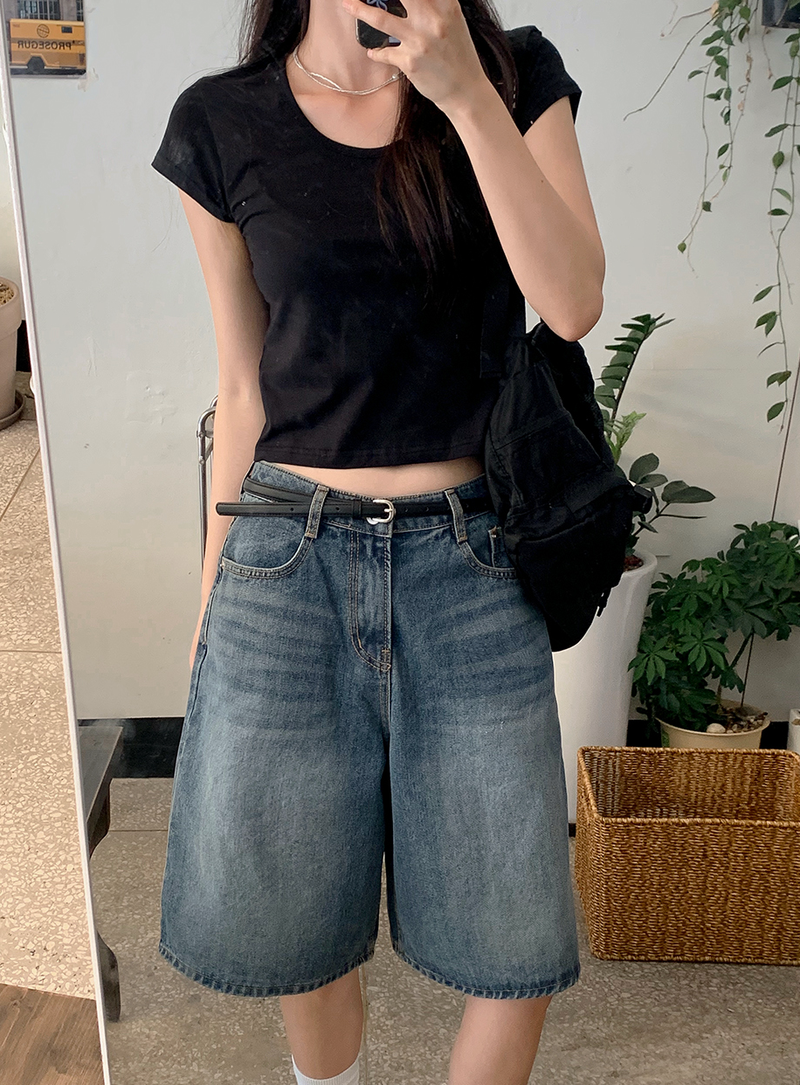 Vintage Bermuda Wide Denim Shorts