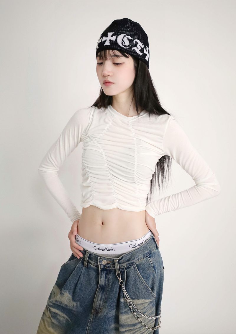 Shirred Asymmetrical T-Shirt