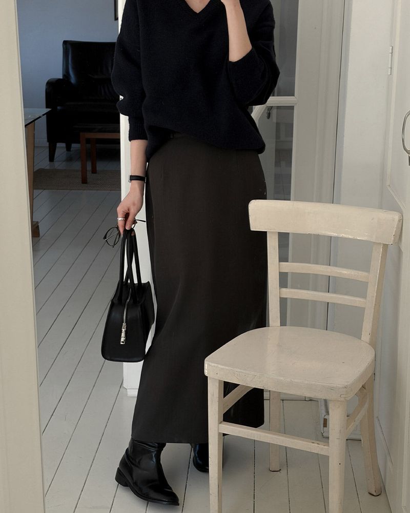 Konma low-rise long skirt