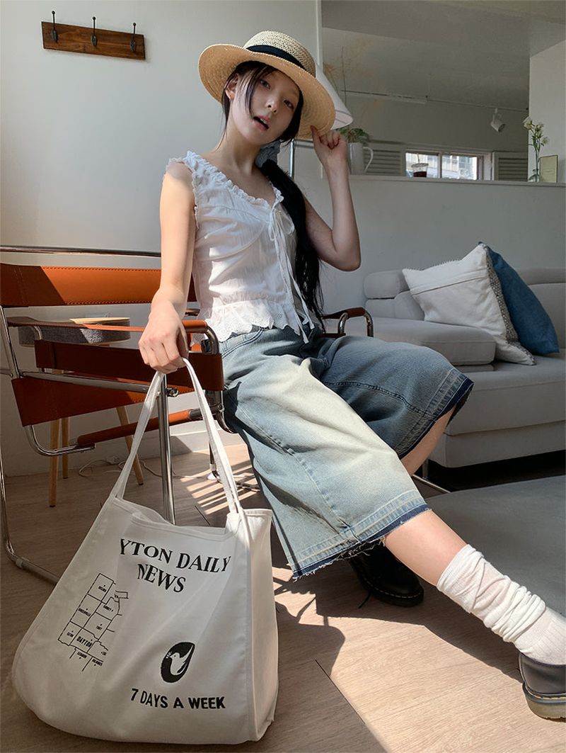 TEXTURE WIDE BERMUDA JEANS