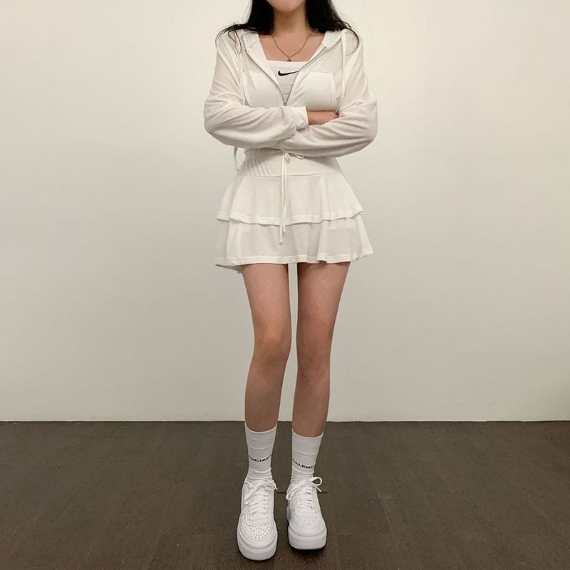 [Bellide made] skirt + hooded zip-up set
