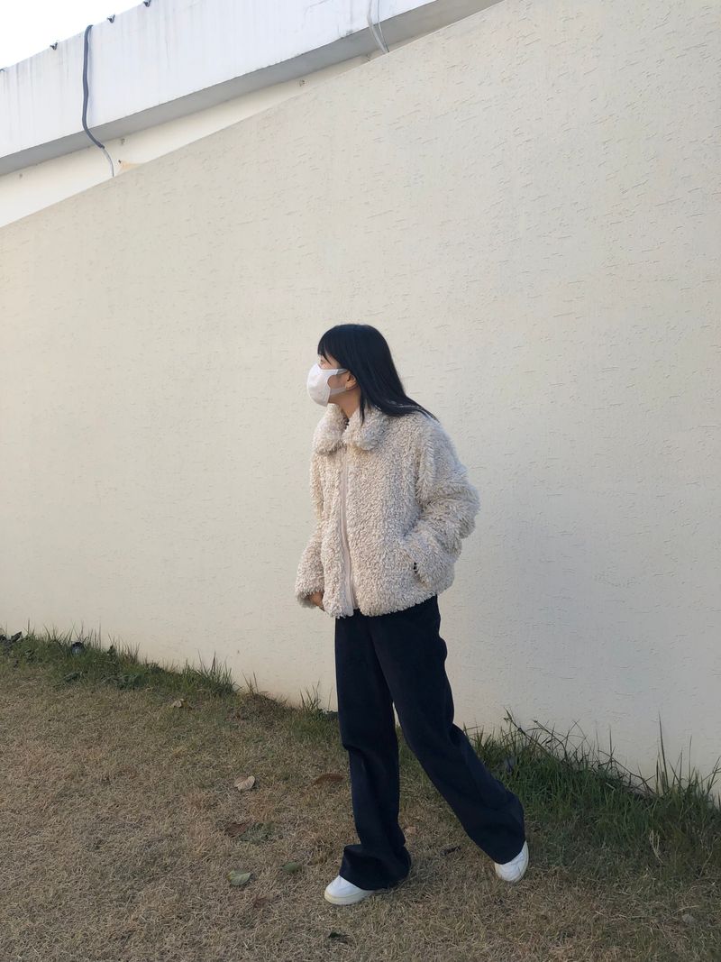 Wild fur collar jacket